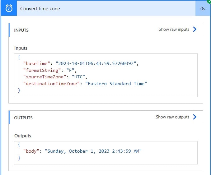 power automate convert time zone custom format