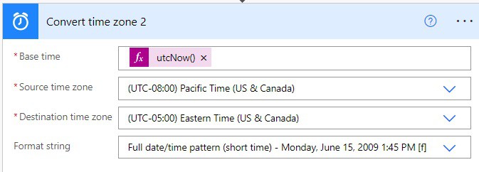 power automate convert utc to local time