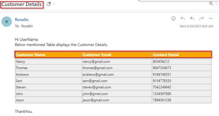 create html table power automate custom columns