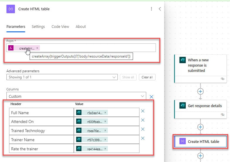 Power Automate create file from MS form response