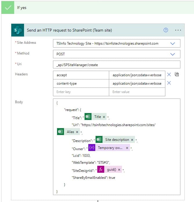 Power automate create SharePoint Non Group connected team sites from excel