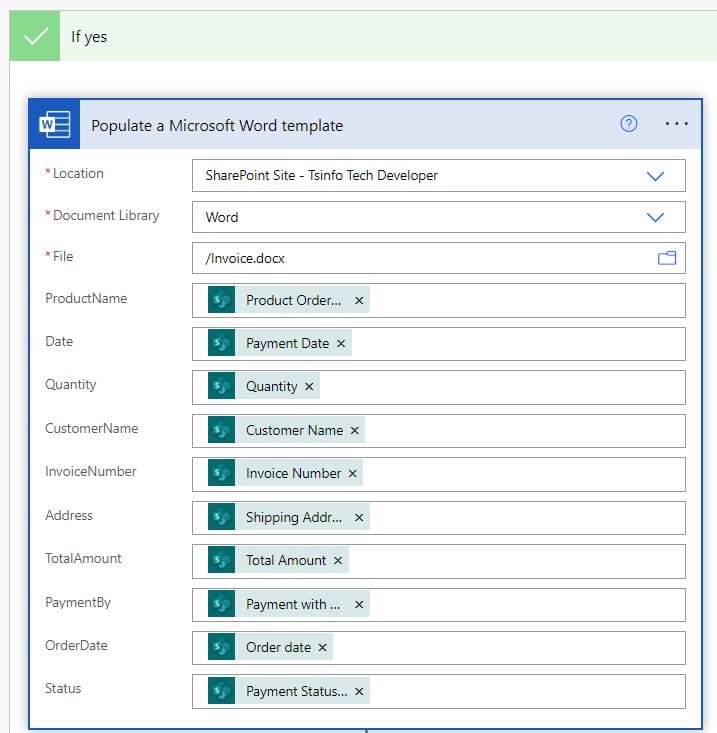 power automate create word document from sharepoint Online  list