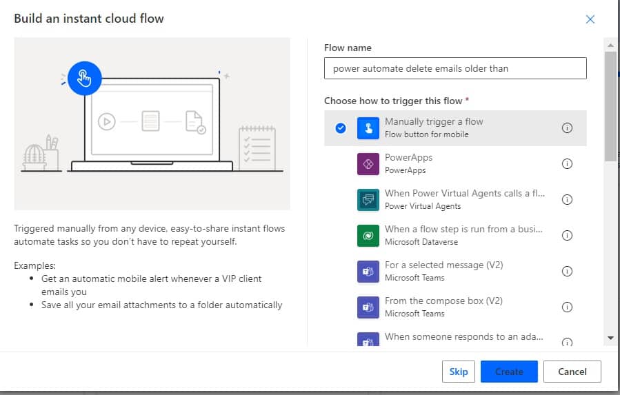 power automate delete emails older than