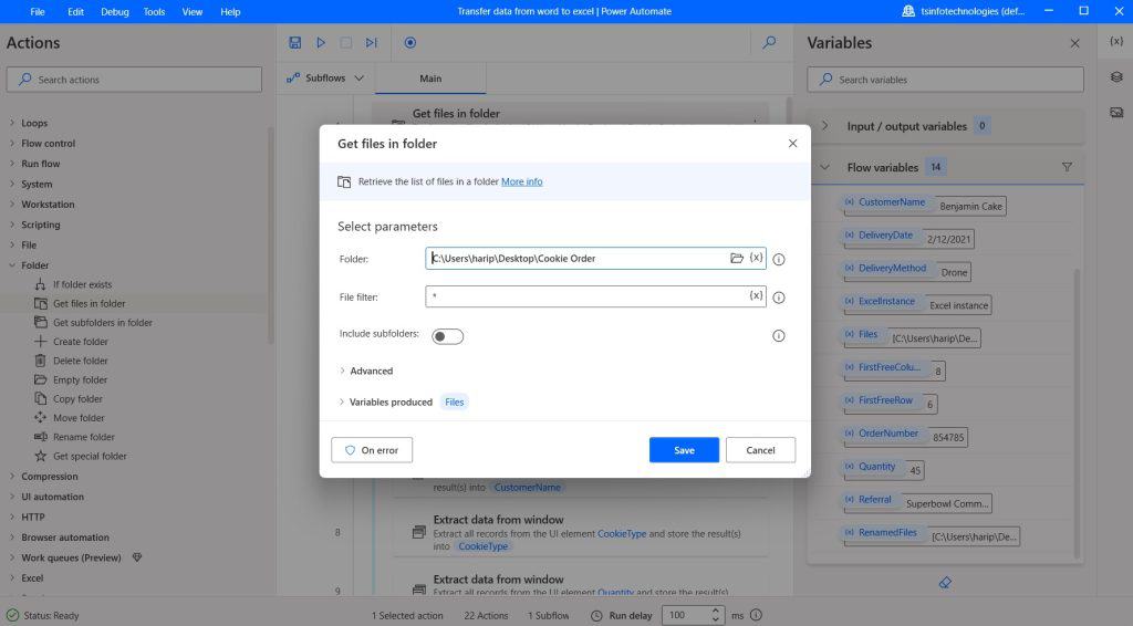 Power Automate Desktop copy data from Word  to excel