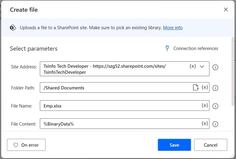 Power Automate Desktop create SharePoint file Power Automate Desktop create SharePoint file