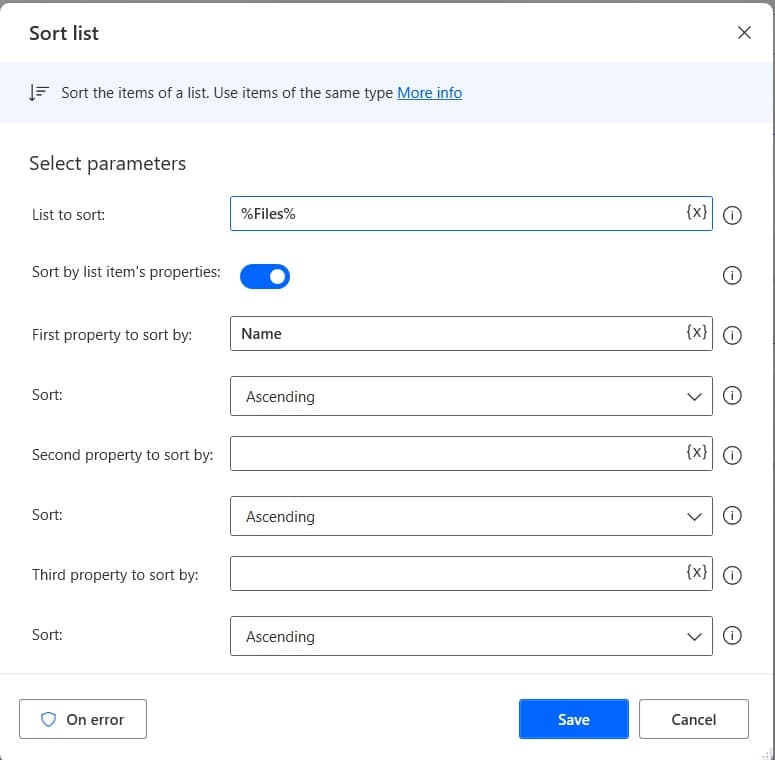 Power automate desktop sort list items variable actions