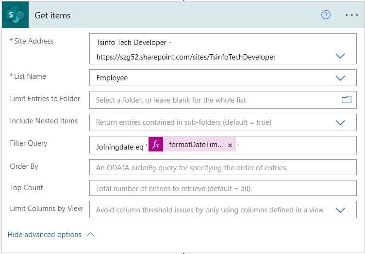 power automate get items from sharepoint list power automate get items filter query examples