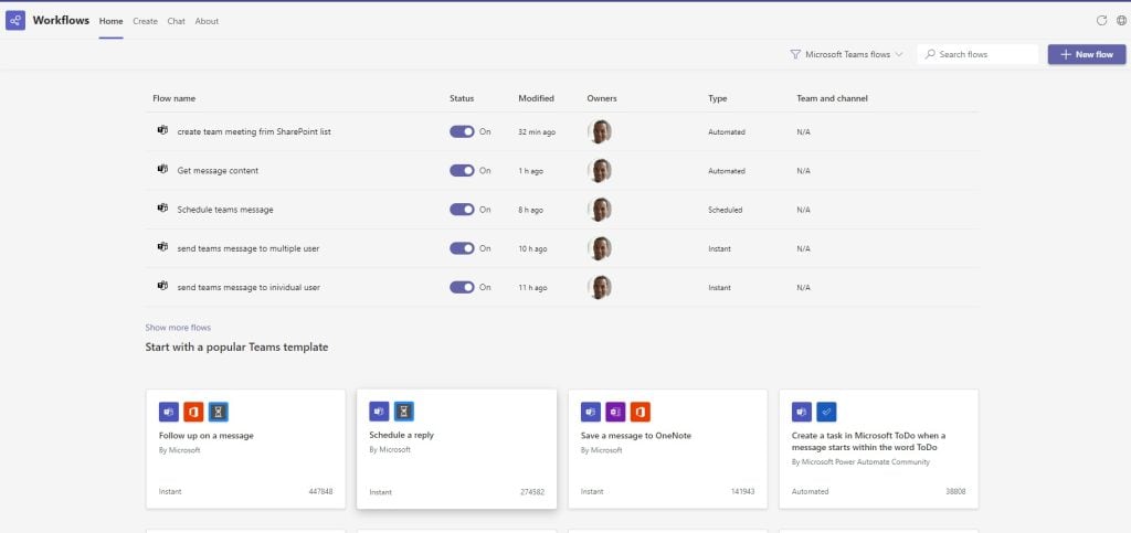 Power Automate in Microsoft teams