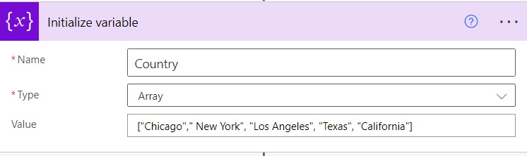 power automate initialize variable array