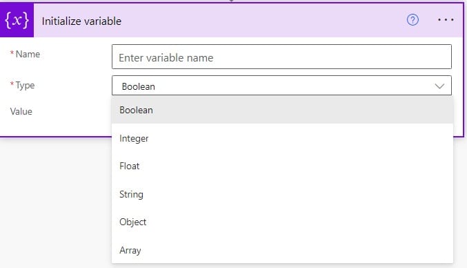 power automate initialize variable