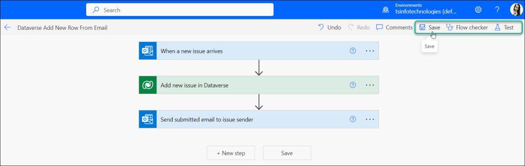 Power Automate insert a row in Dataverse