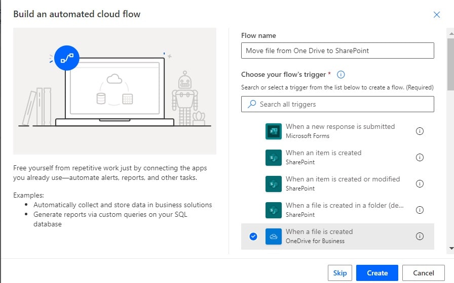 power automate move file from onedrive to sharepoint Online