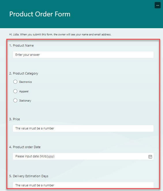 Power Automate MS Form response to PDF file