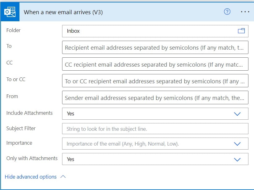 power automate save email attachment to sharepoint