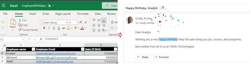 power automate send email from excel