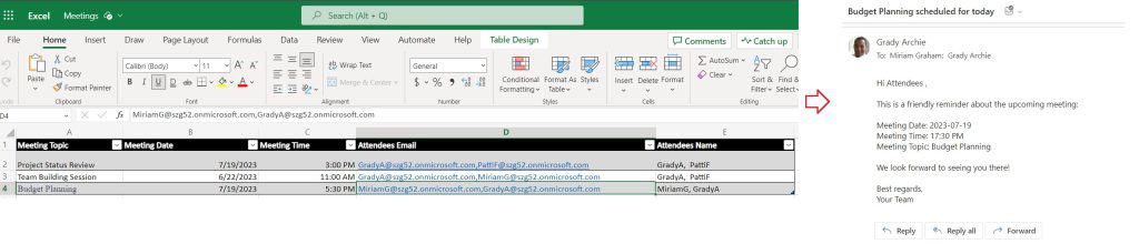 Power Automate send email from excel file