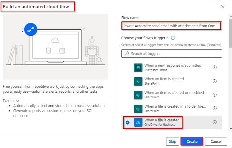 Power Automate send email with attachments from OneDrive