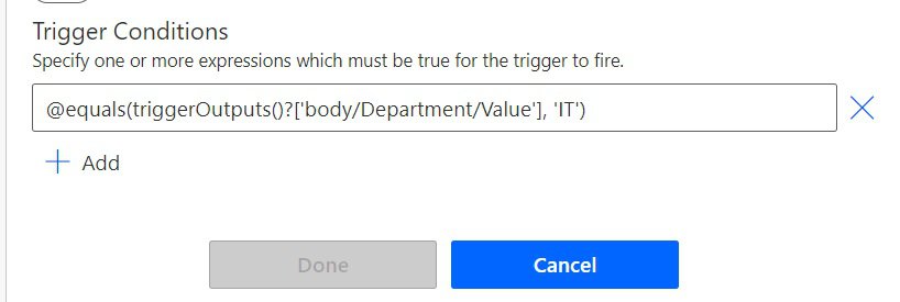 power automate when an item is modified trigger conditions