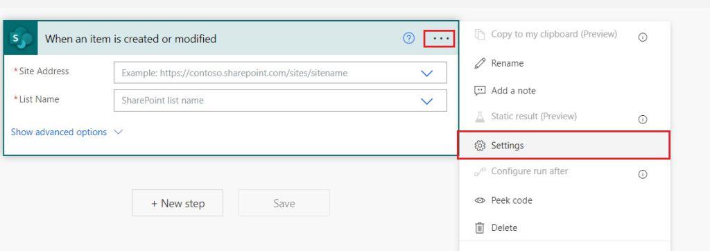 add trigger condition in power automate