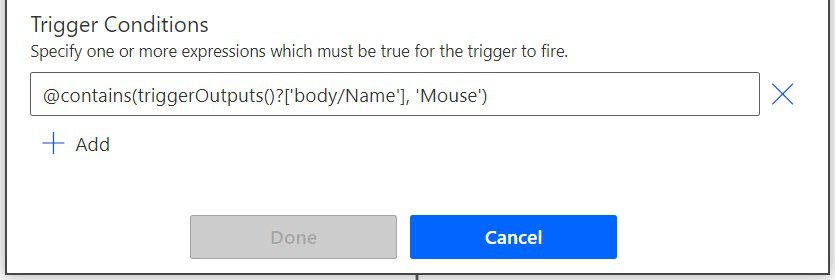 power automate trigger conditions contains