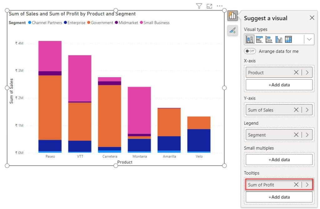 power bi bar chart with multiple values