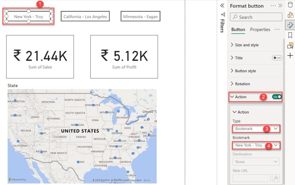 power bi bookmark data option