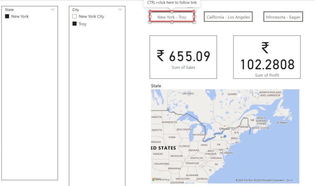 power bi bookmarks selected visuals