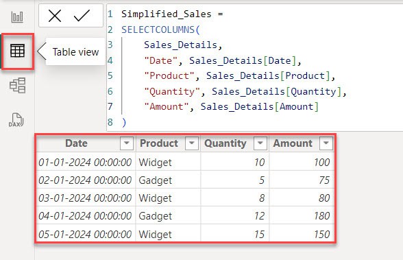 power bi calculated table