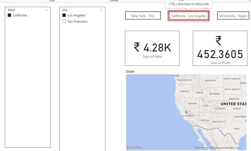 power bi change bookmark with slicer