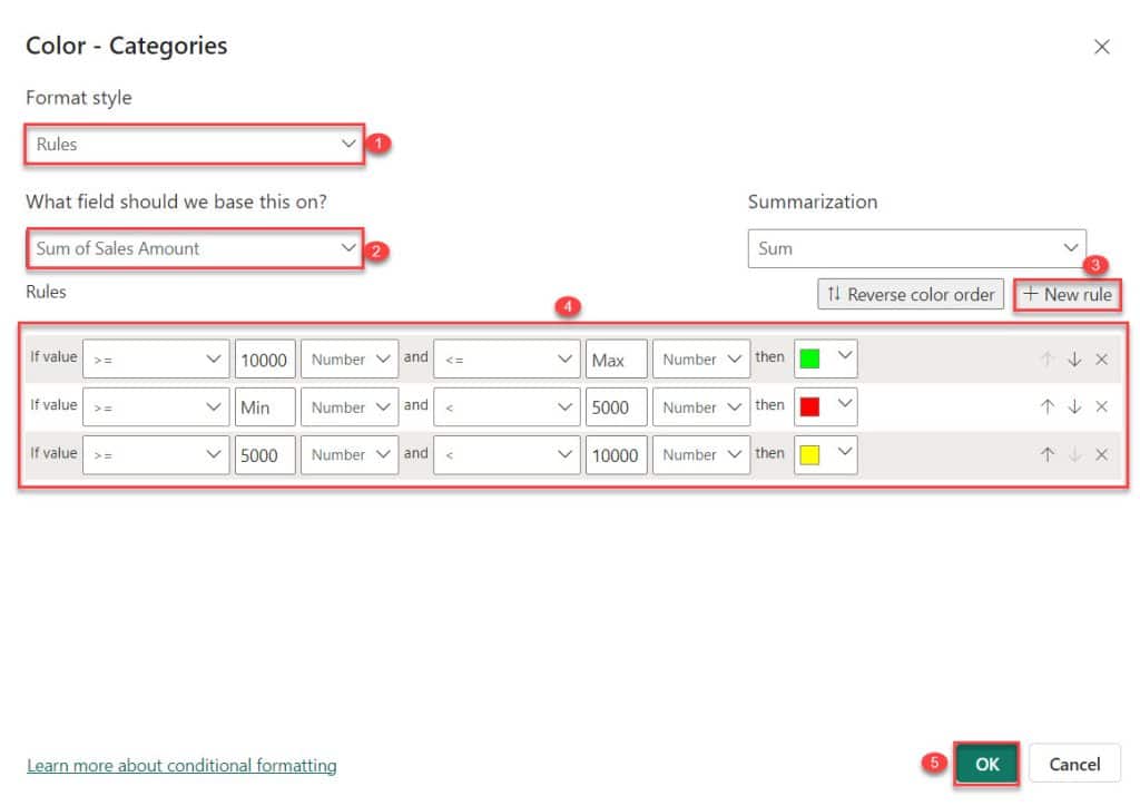 power bi change colour based on value