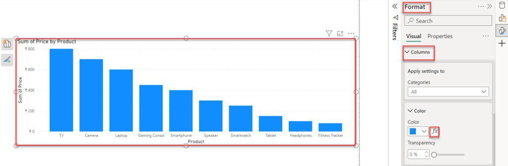 power bi change row background color based on value