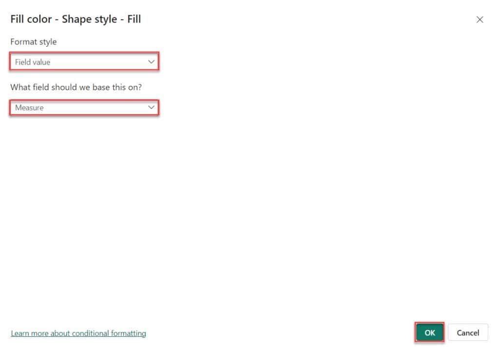 power bi change row color based on value