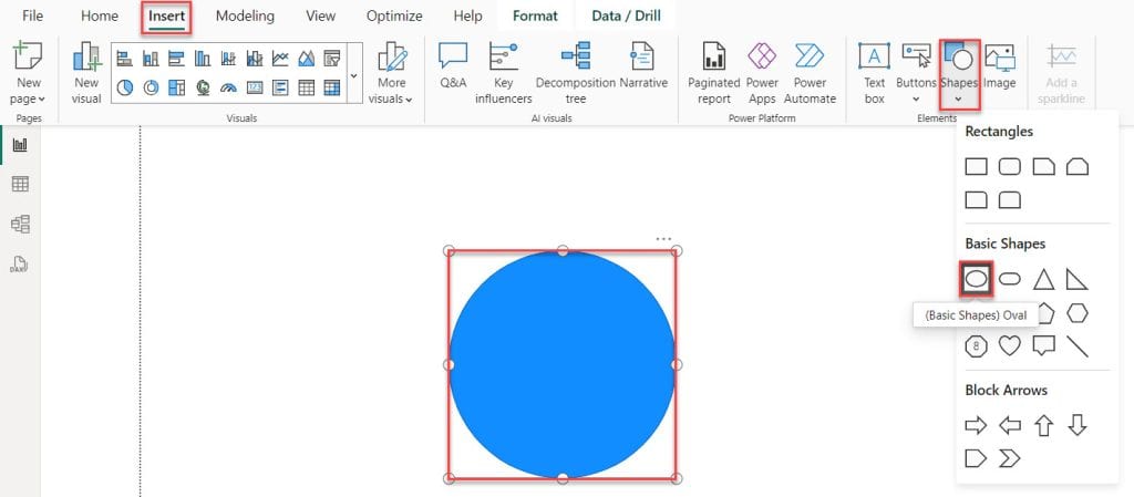 Power BI changes shape and color based on the value