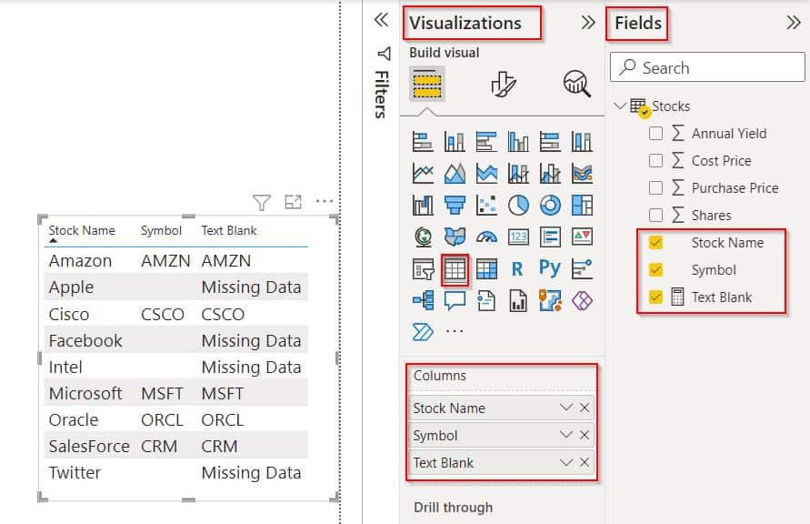 Power BI checks If the Text Blank