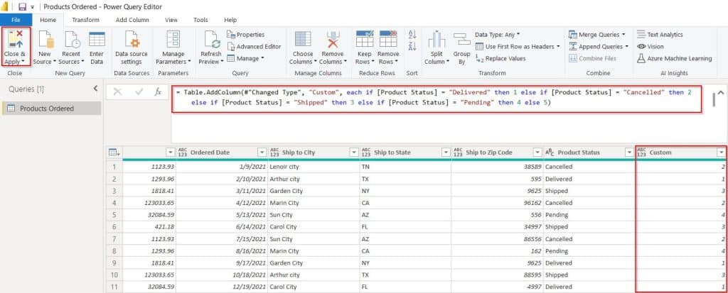 Power BI conditional formatting based on text icon example