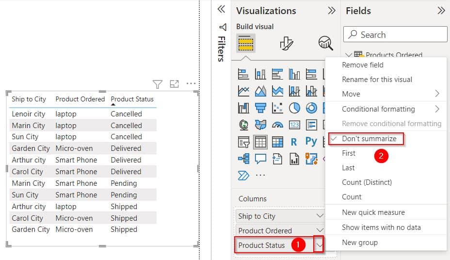 Power BI conditional formatting based on text not count example