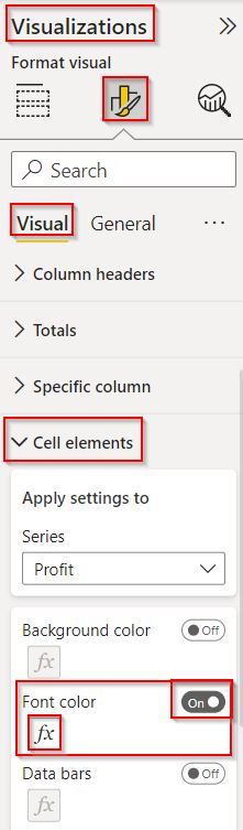 Power BI conditional formatting negative numbers red