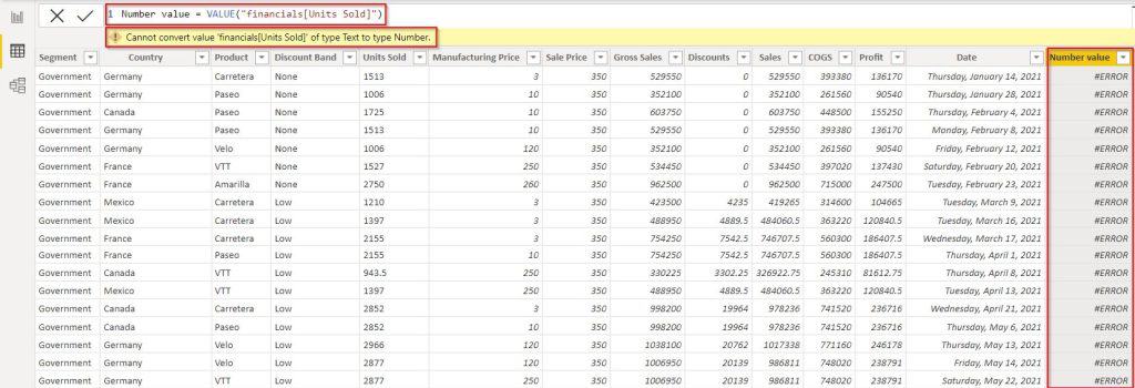 Power BI Convert Text to Number Error