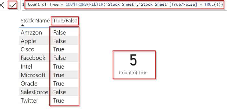 Power Bi Count Rows if True