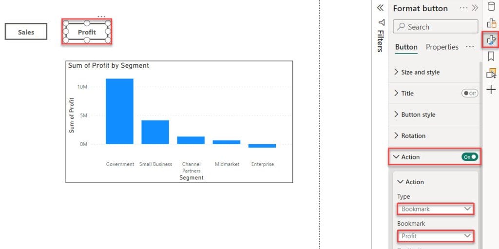 power bi create bookmark