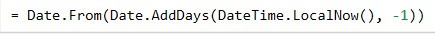 power BI datetime.localnow() minus days