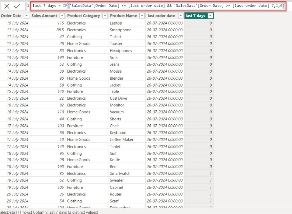 Power BI dax date is in last 7 days