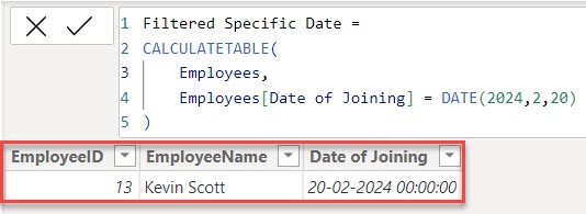 Power BI DAX filter specific date