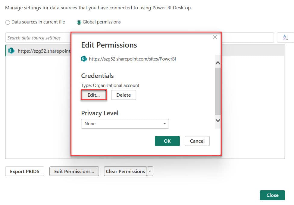 Power BI details access to the resource is forbidden