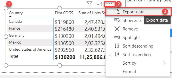 power bi export table to excel