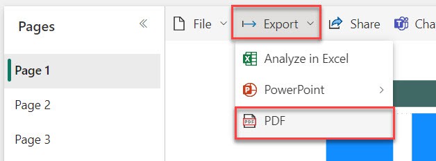 power bi export to pdf multiple pages