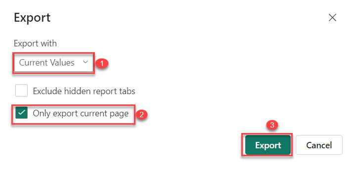 power bi export to pdf only one page