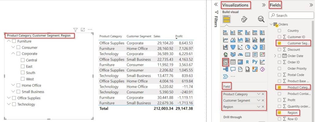 Power BI hierarchy slicer multiple selections