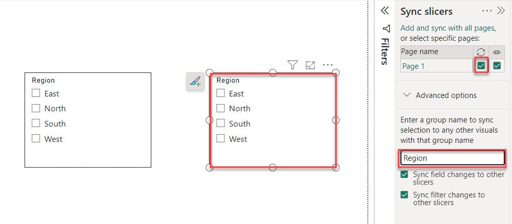 power bi how to sync slicers