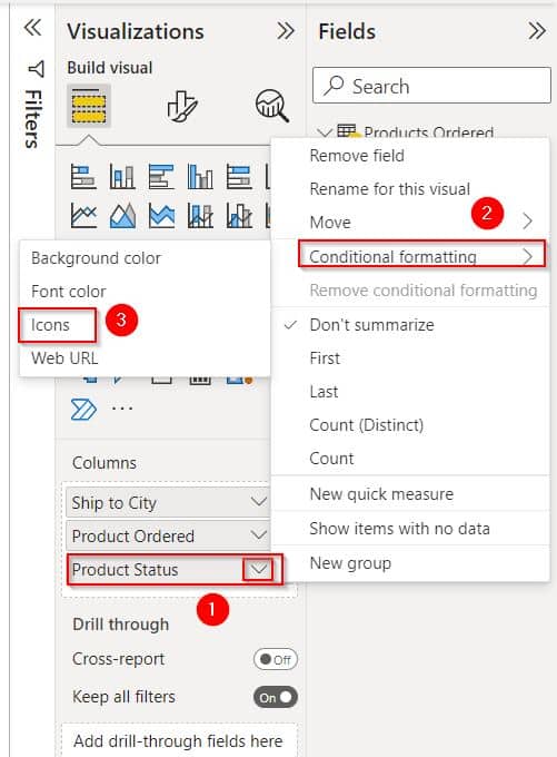 Power BI Icon Names for Conditional Formatting Using DAX example